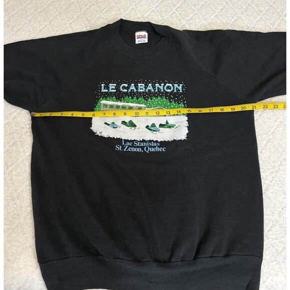 Vtg Anvil 80s USA Made Le Cabanon Lac Stanislas St Zenon Quebec Sweatshirt Large - Picture 15 of 16